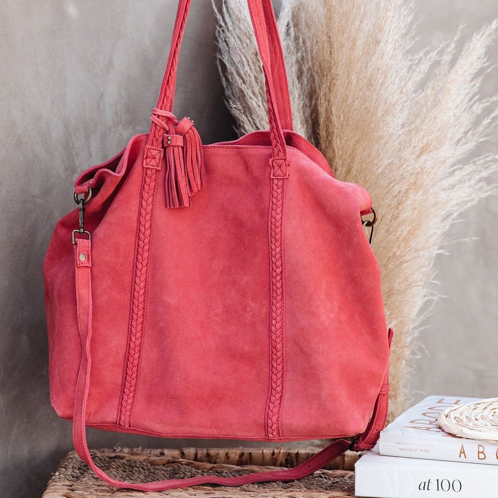 BRAIDED SUEDE TOTE BAG